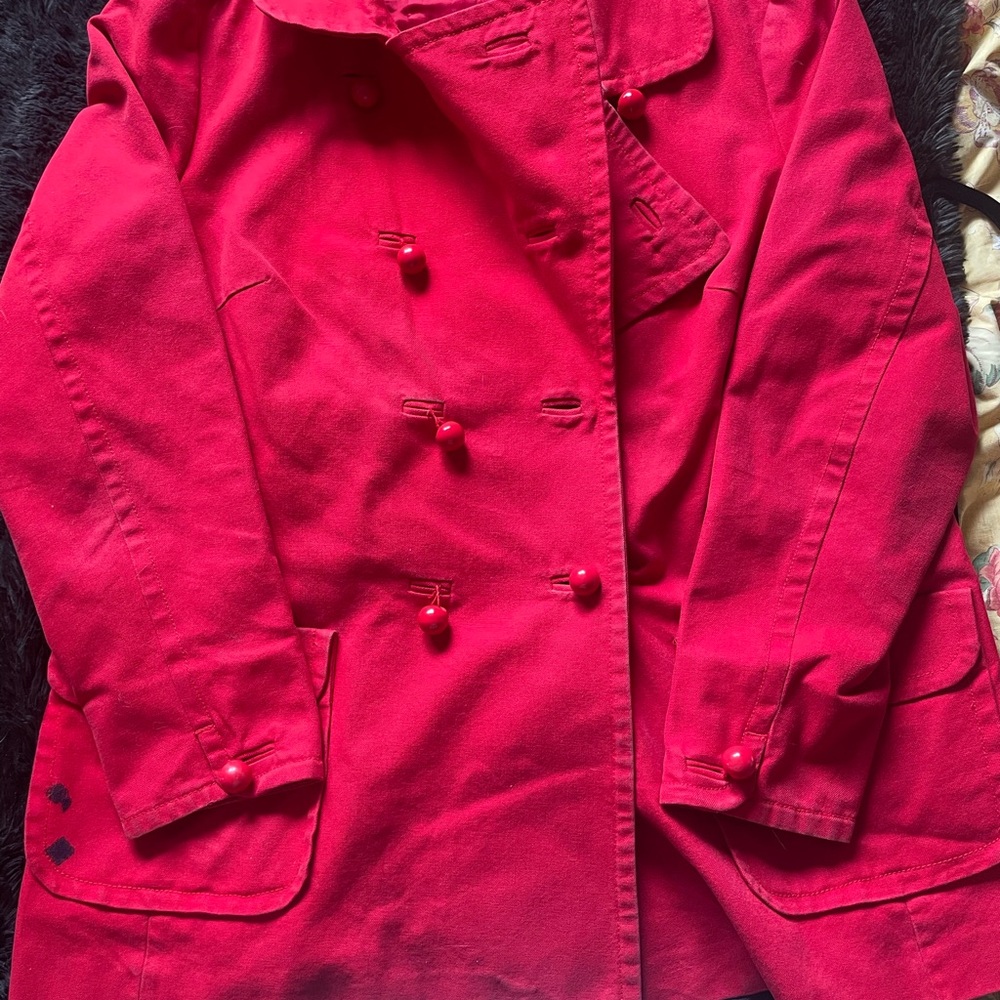 Women's Red Double-Breasted Coat